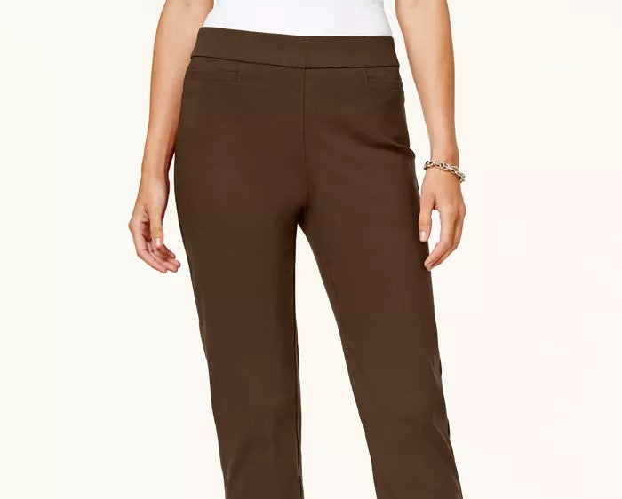 Alfred Women's Dunner Classics Allure Pull-On Slim-Leg Pants Brown Size 16