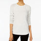 Karen Scott Women's Long Sleeve Curved Hem Sweater White Size Petite X-Large