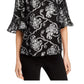 Rebecca Taylor Women's Metallic Paisley Short Sleeve Blouse Silver Size 10