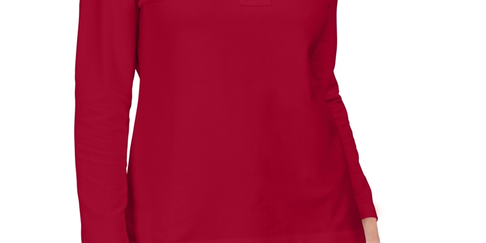 Karen Scott Women's Lace-Up French Terry Sweatshirt  Red Size Medium