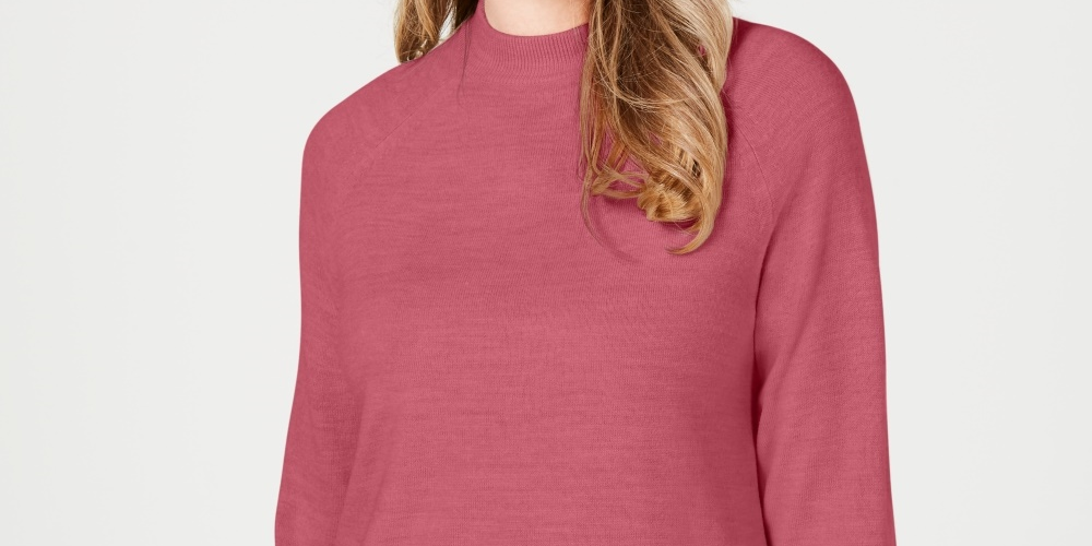 Karen Scott Women's Petite Mock-Neck Sweater  Pink Size PM