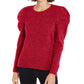 INC International Concepts Women's Pouf Jewel Neck Sweater Red Size Petite Large
