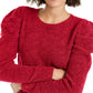 INC International Concepts Women's Pouf Jewel Neck Sweater Red Size Petite Large