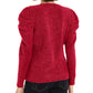 INC International Concepts Women's Pouf Jewel Neck Sweater Red Size Petite Large