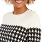 Charter Club Women's Houndstooth Colorblocked Crewneck Sweater Black Size Medium