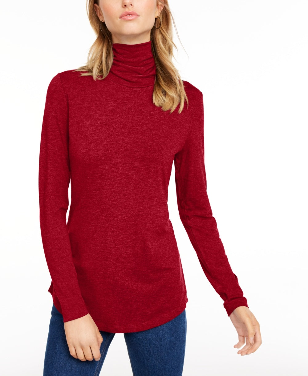 Maison Jules Women's Turtleneck Top Bright Red Size X-Large