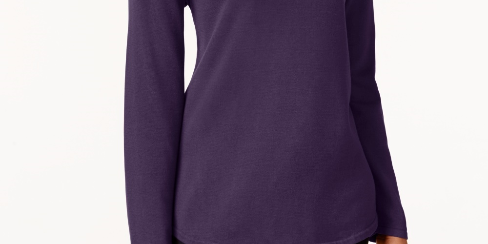 Karen Scott Women's Petite Cotton Sweater Purple Size Small