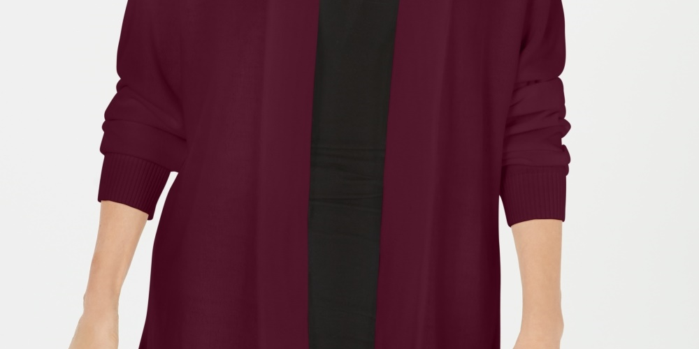 Karen Scott  Women's Open Front Cardigan Dark Red Size Petite Small