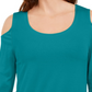 JM Collection Women's Cold-Shoulder Top Bright Blue Size Large