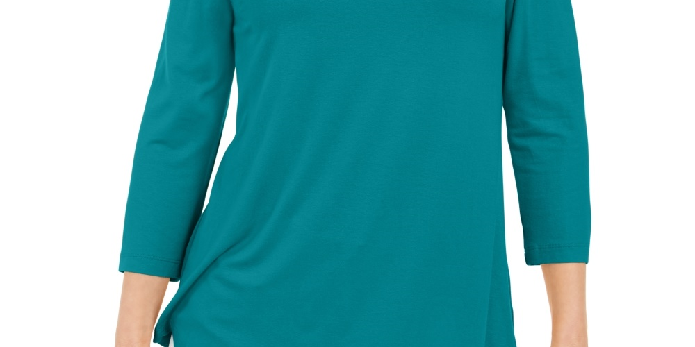 JM Collection Women's Cold-Shoulder Top Bright Blue Size Large