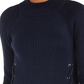Style & Co Women's Mock Neck Lace Up Ribbed Knit Sweater Blue Size Large