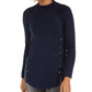 Style & Co Women's Mock Neck Lace-Up Ribbed Knit Sweater Navy Size X-Small