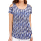 JM Collection Women's Cold Shoulder Printed Top Blue Size Small