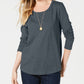 Style & Co Women's Long-Sleeve Crewneck Top  Charcoal Size Small