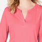 Charter Club Women's Supima Cotton Split Neck Top Pink Size XX-Large