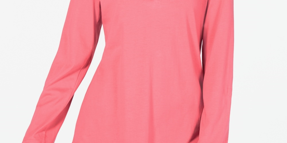 Charter Club Women's Supima Cotton Split Neck Top Pink Size XX-Large