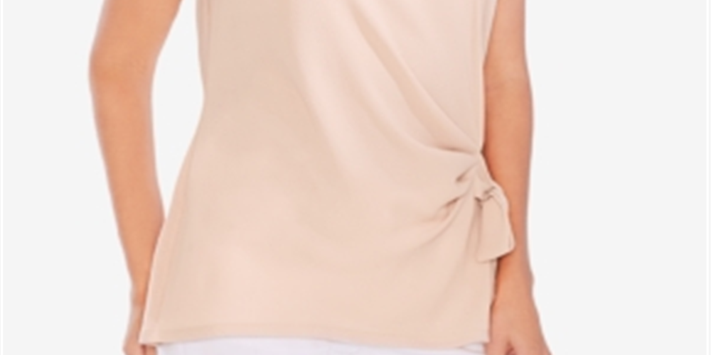 Vince Camuto Women's Crepe Side Tie Blouse Peach Size 2XL