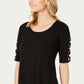 JM Collection Women's Piped Open Sleeve Top Black Size Medium