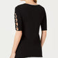 JM Collection Women's Piped Open Sleeve Top Black Size Medium
