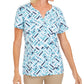 Karen Scott Women's Printed Short Sleeve Henley Top Blue Size X-Smal