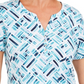 Karen Scott Women's Printed Short Sleeve Henley Top Blue Size X-Smal
