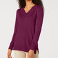 Karen Scott Women's V Neck Solid Sweater Wine Size Small