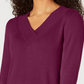Karen Scott Women's V Neck Solid Sweater Wine Size Small