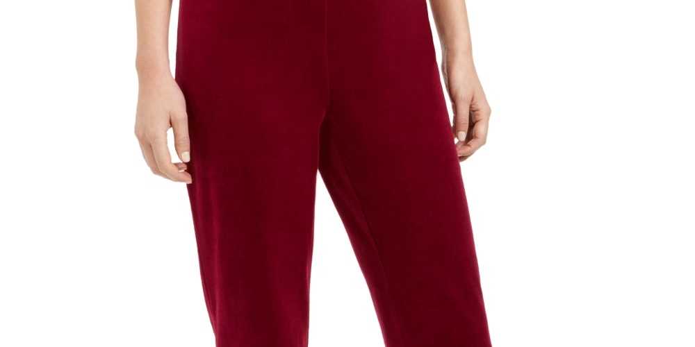 Karen Scott Women's Sport Velour Pants Wine Size Small