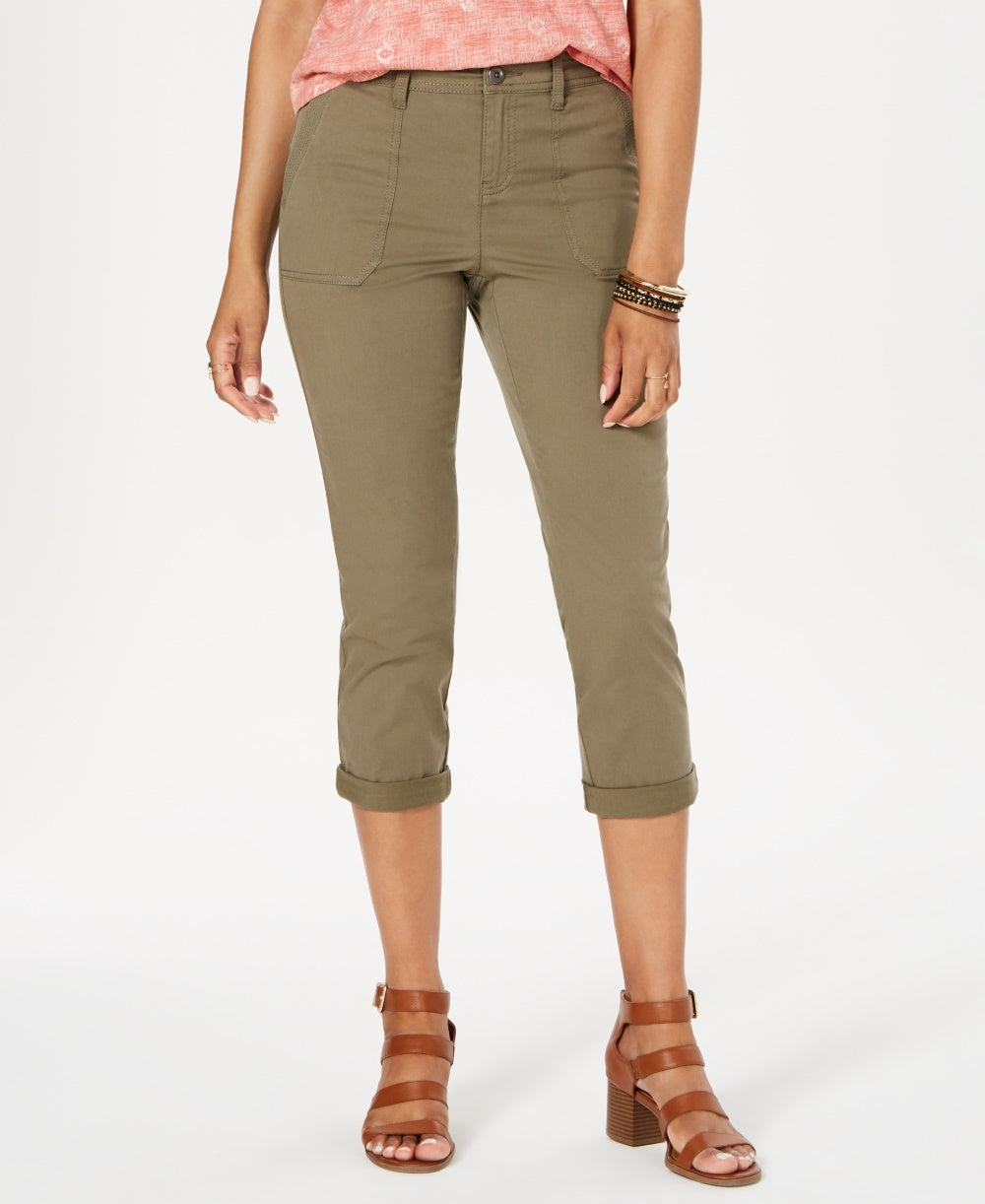 Style & Co Women's Utility Pocket Capri Pants Green Size 2P