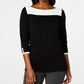 Karen Scott Women's Cotton Colorblocked Sweater Black Size X-Small