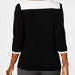 Karen Scott Women's Cotton Colorblocked Sweater Black Size X-Small