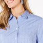 Charter Club Women's Cotton Printed Button-Front Top Blue Size 6