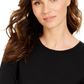 Charter Club Women's Merino Wool Button-Cuff Crewneck Sweater Black Size X-Small