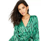 INC International Concepts Women's Petite Zebra-Print Wrap Top Green Size PM