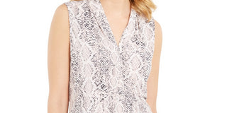 Calvin Klein Women's Snakeskin Print Sleeveless Top Pink Size Small