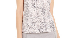 Calvin Klein Women's Snakeskin Print Sleeveless Top Pink Size Small