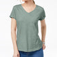 Style & Co Women's Petite V-Neck Pocket T-Shirt   Green Size PP