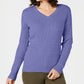 Karen Scott Women's Petite Cotton Cable-Knit Sweater Purple Size PL