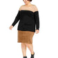 Charter Club Women's Plus Size Metallic Bi-Color Sweater Beige Size 1X
