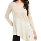 Alfani Women's Colorblocked Asymmetrical Sweater Beige Size Petite Small