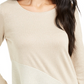 Alfani Women's Colorblocked Asymmetrical Sweater Beige Size Petite Small