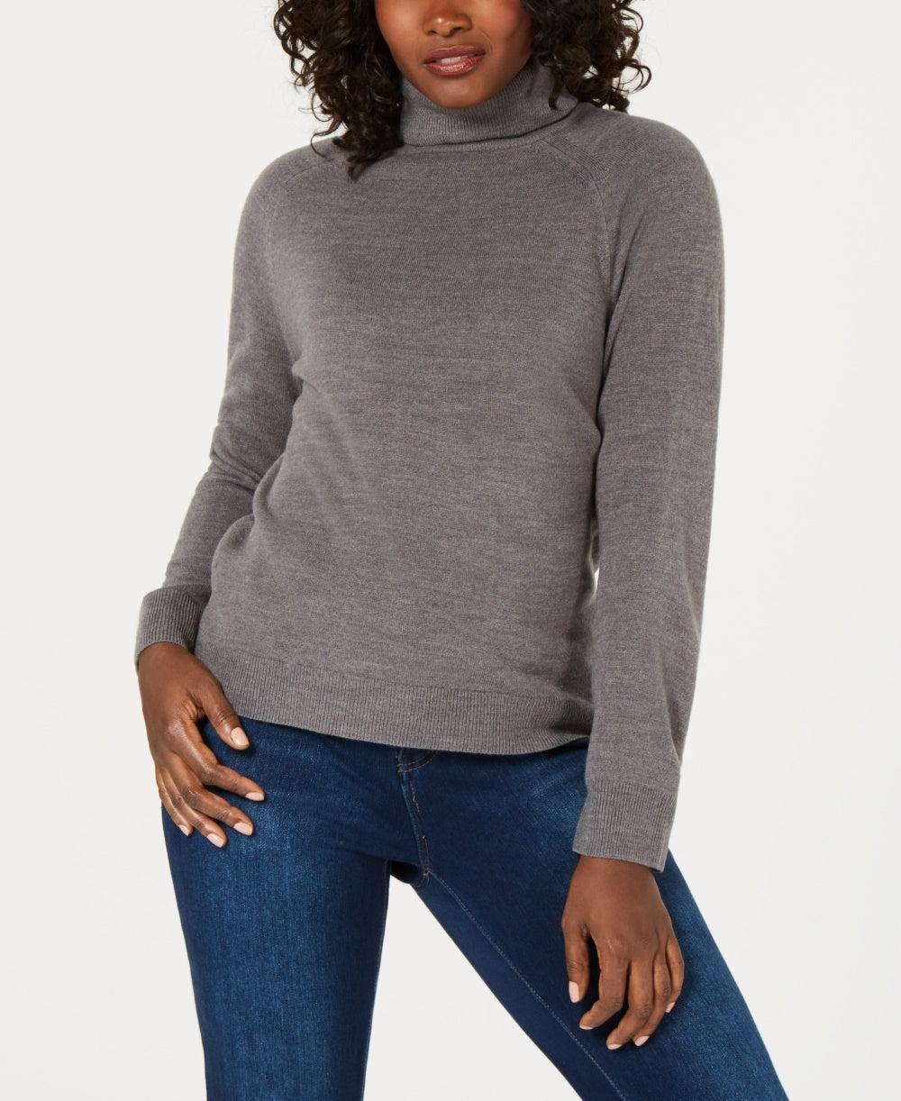 Karen Scott Women's Petite Luxsoft Turtleneck Sweater Gray Size PL