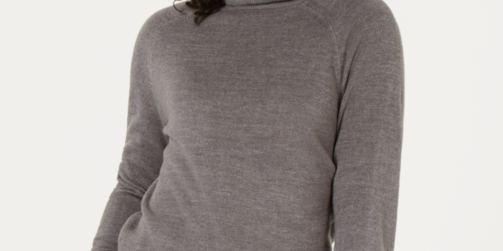 Karen Scott Women's Petite Luxsoft Turtleneck Sweater Gray Size PL