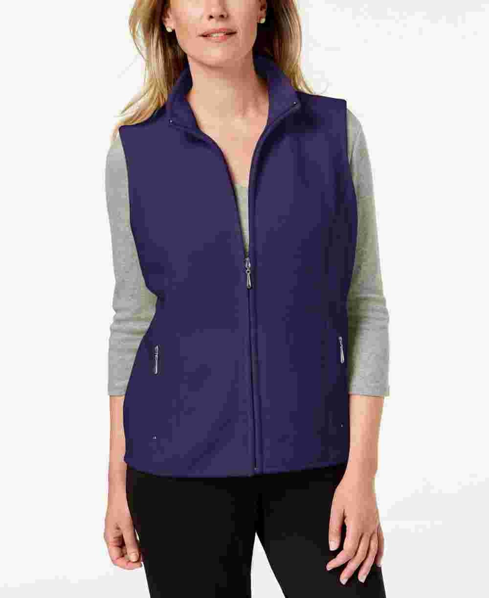 Karen Scott Women's Fleece Zip Front Vest Purple Size PS