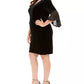 Connected Women's Plus Size Velvet Bell-Sleeve Dress Black Size 20W