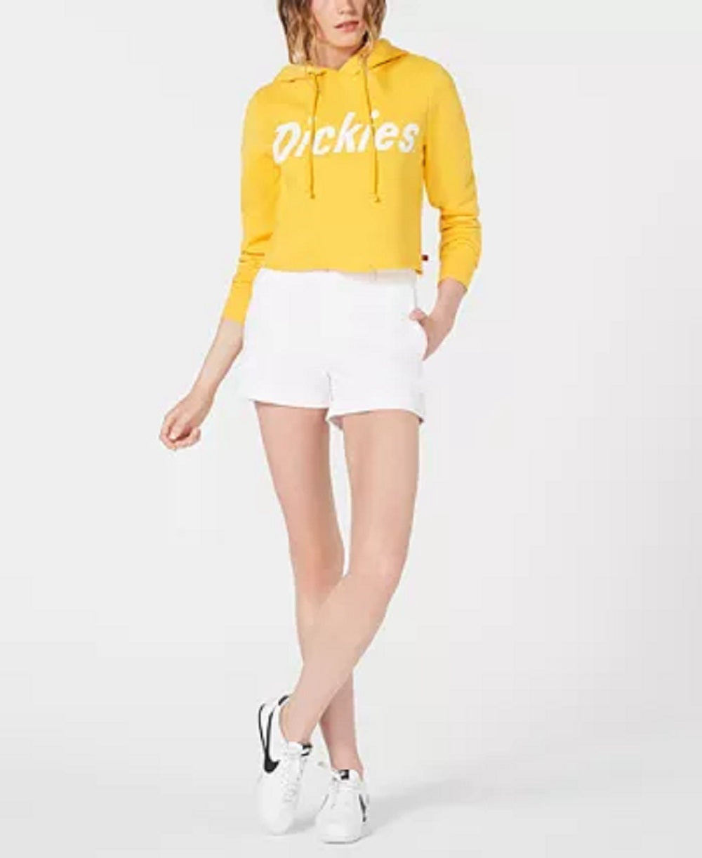 Dickies Women's Cropped Logo-Graphic Hoodie Yellow Size Medium
