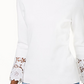INC International Concepts Women's Lace Cuff Bell Sleeve Sweater White Size Small