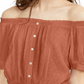 Planet Gold Junior's Textured Off The Shoulder Top Pink- Size Large
