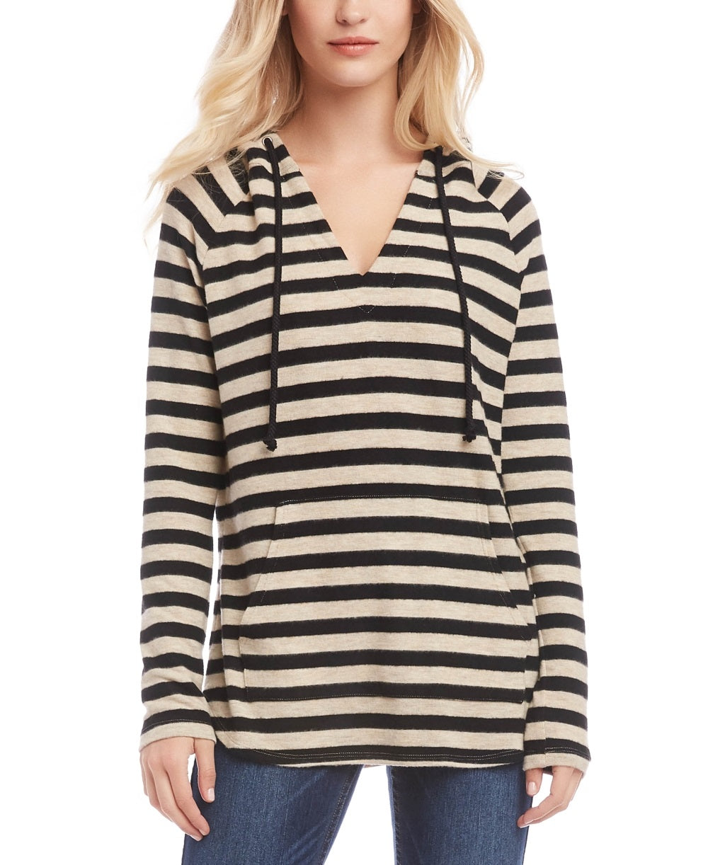 Karen Kane Women's Brushed Stripe Hoodie Black Size X-Small