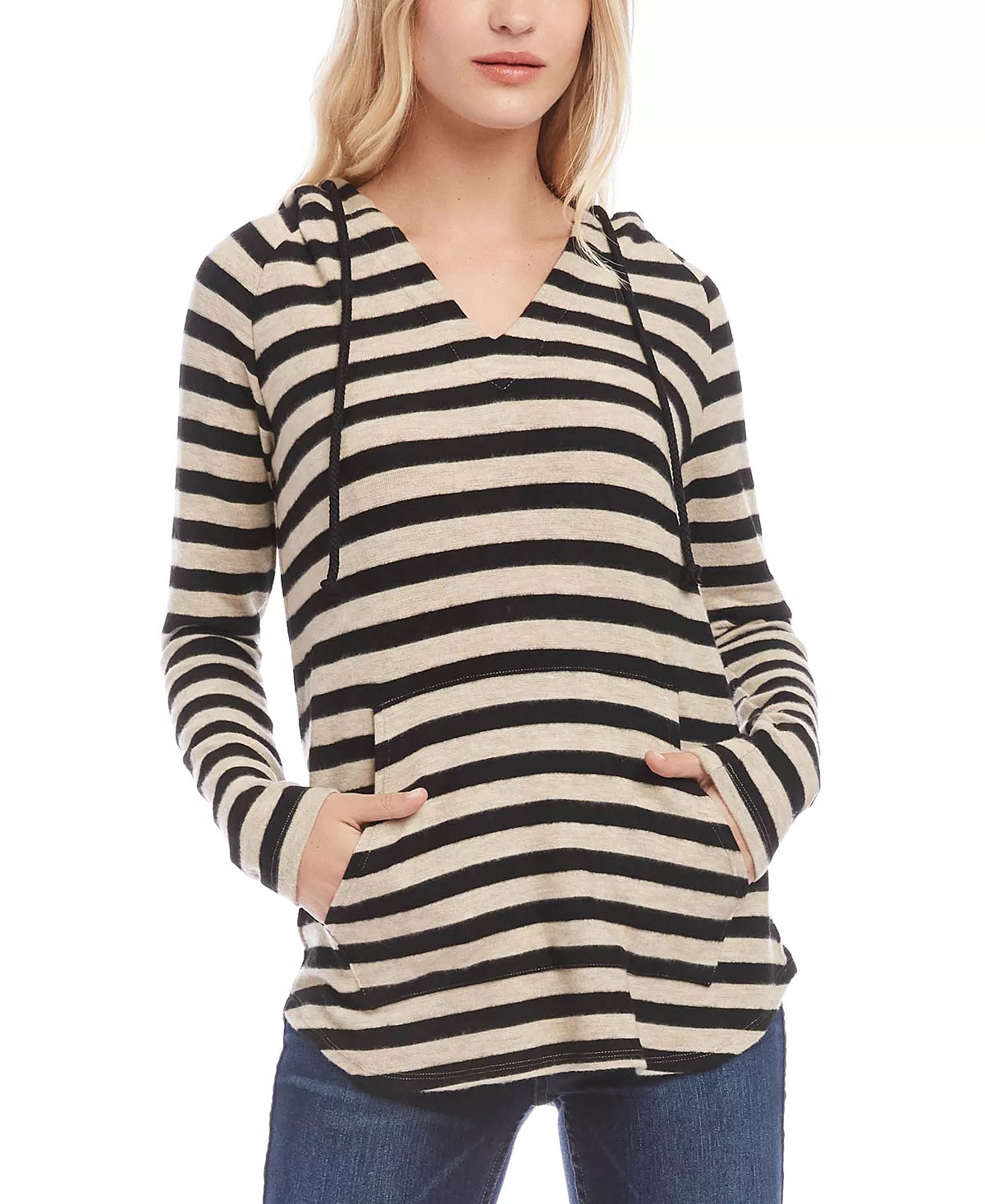 Karen Kane Women's Brushed Stripe Hoodie Black Size X-Small